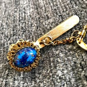 Vintage Kings Key Finder keychain ring charm fob w stone